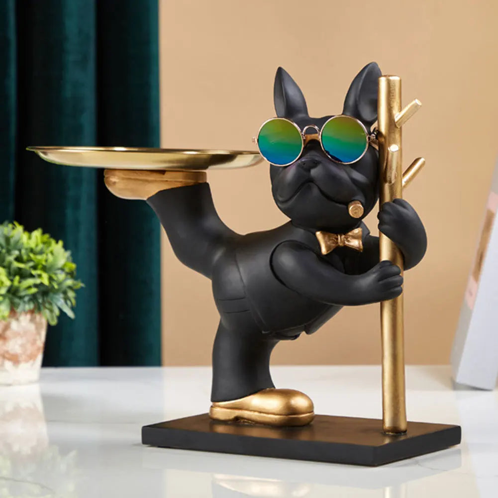 Escultura Pitbull Magnata com Bandeja em Resina — BossDog™ by Laior